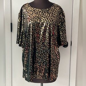 Funky retro gold leopard print top